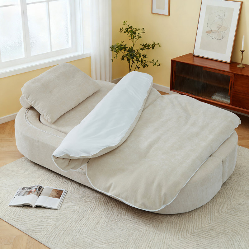 Mousse moderne - Velours côtelé rembourré avec 2 coussins, lit convertible, peu encombrant, confortable pour le salon et offrant un soutien à long terme