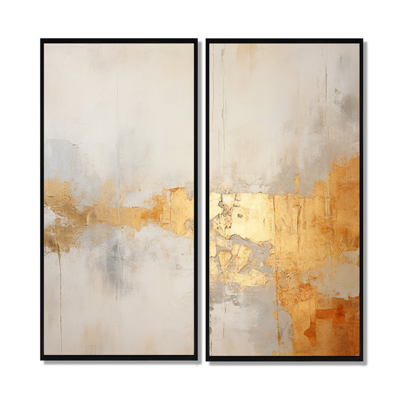 Beige doré minimalisme - impressions sur toile beiges, H 32 po x l 32 po, Noir, Impression encadrée flottante