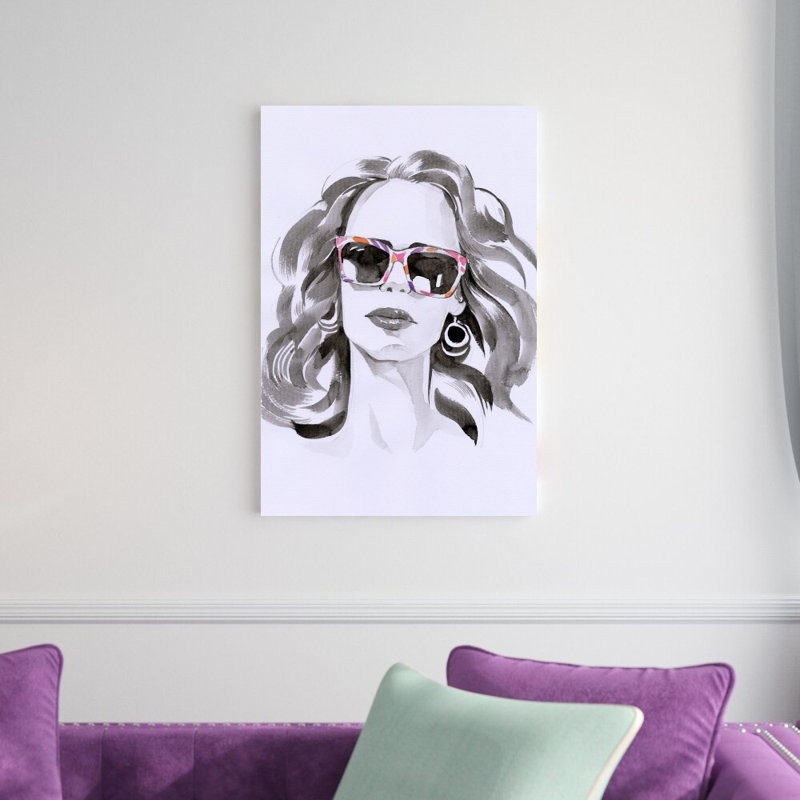 Aquarelle lunettes de soleil 2 - reproduction d'art sur toile tendue, H 30 po x l 20 po