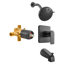 Ensemble de robinet de baignoire et douche, pomme de douche à pluie et bec de baignoire de 5 pouces, ensemble complet de garniture de baignoire à une poignée avec valve d'équilibrage de pression en laiton, modes de pulvérisation réglables à 8 réglages, noir mat