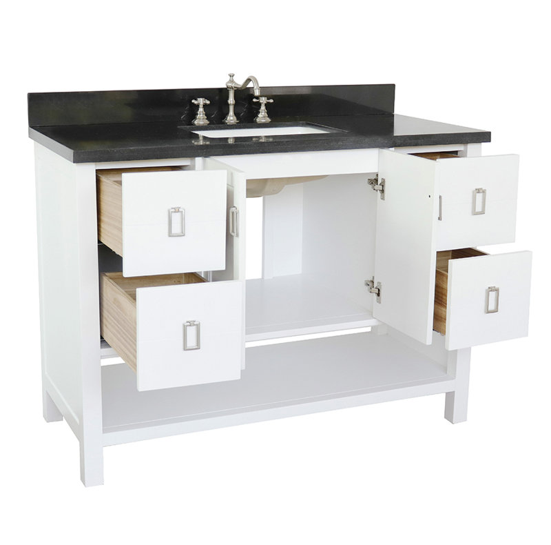 Wilhoit 49'' Single Bathroom Vanity with Top, White/Black Galaxy