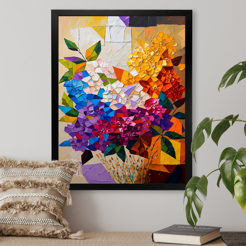 «Monye Bright Blossoming Minimal Wildflowers II», reproduction sur toile, Impression noire sur toile encadrée