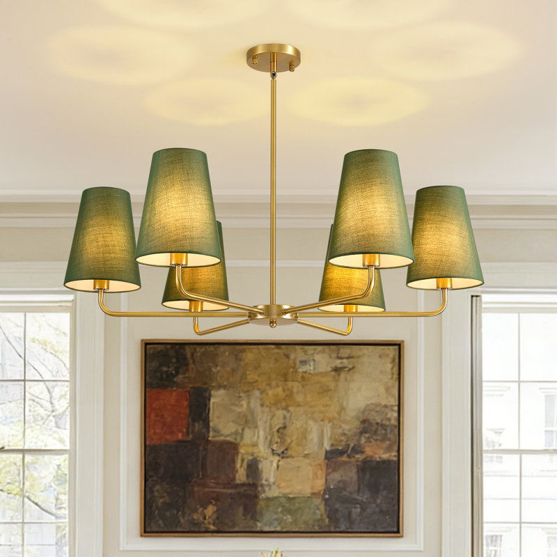 Abbiney 6-Light Dimmable Metal Classic/Traditional Chandelier with Linen Shades