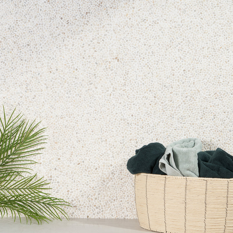 Carreau de mosaïque de galet en pierre naturelle 11,81 po x 11,81 po Countryside Micropebbles, Blanc