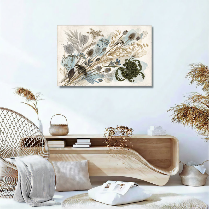 Art mural sur toile bleu, 12"H x 18"W