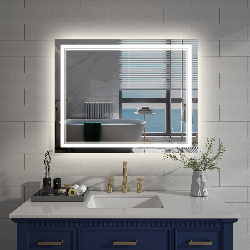 Miroir de salle de bain à DEL à intensité variable avec fonction de désembuage, 32 po x 40 po, Rectangle