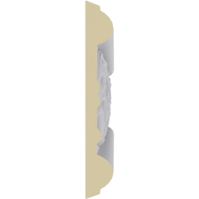 Primed White Floral Geometric Crown Moulding Panel