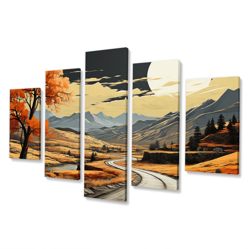 Road Endless Journey - Décoration murale Paysages - 5 panneaux
