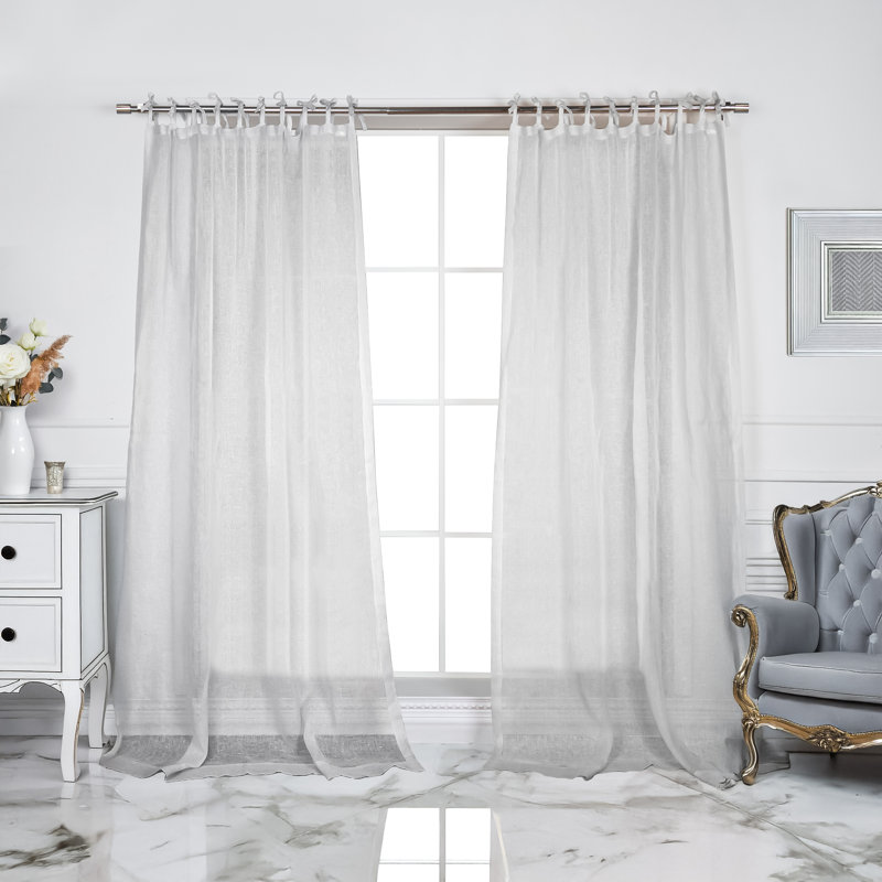 Panneau de rideau simple en lin Jensen, L 52 po x L 84 po, Gris clair