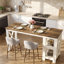Table de îlot de cuisine de 62 pouces avec tablettes de rangement à 2 niveaux