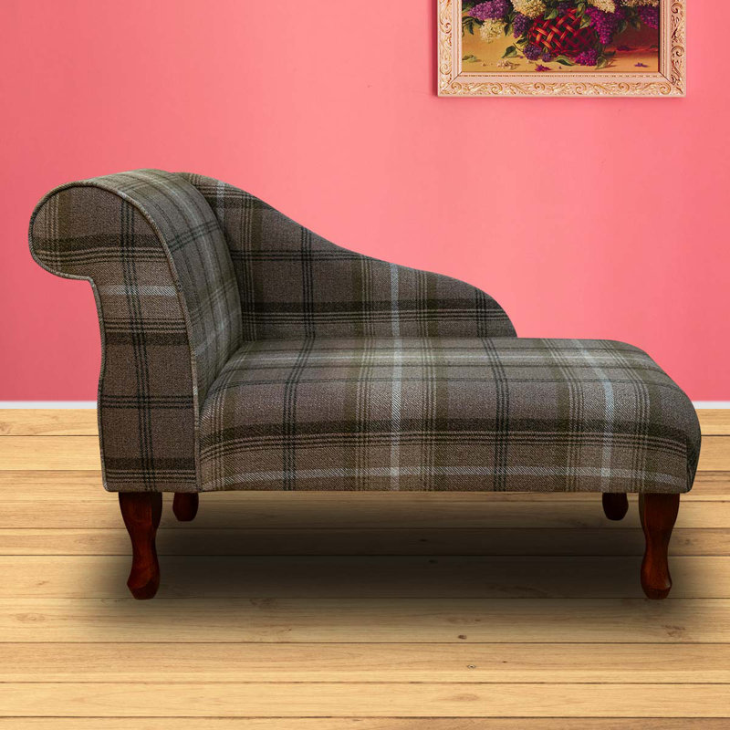 Brown Tartan Mini Chaise Longue, Yellow