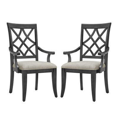 Lejon Mid-Century Rubber Wood Dining Chairs with Arms