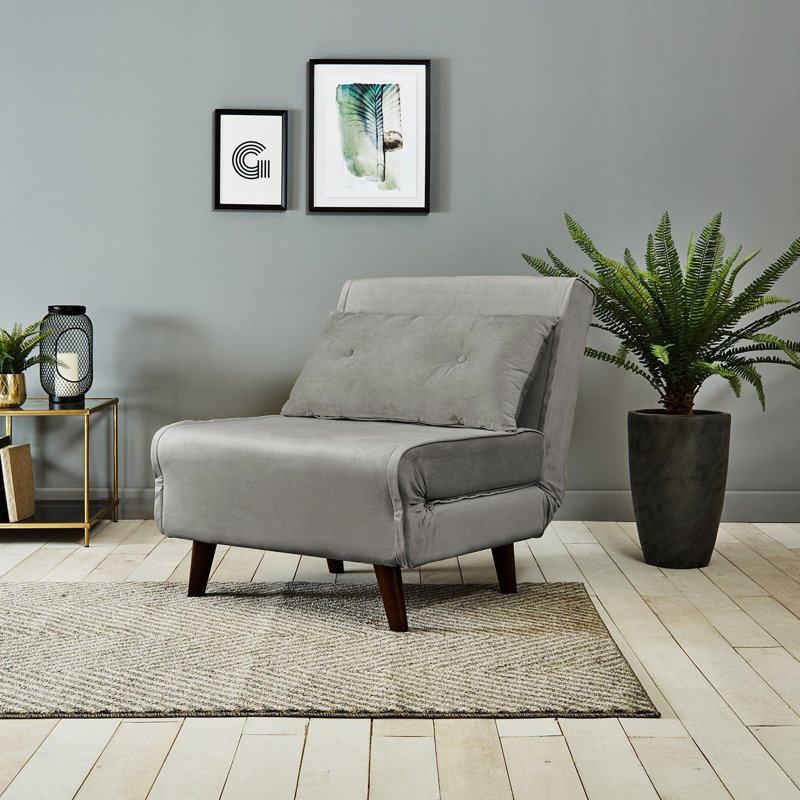 Trahan 1 Seater Fold Out Sofa Bed, Grey, 80cm H x 75cm W x 86.5cm D