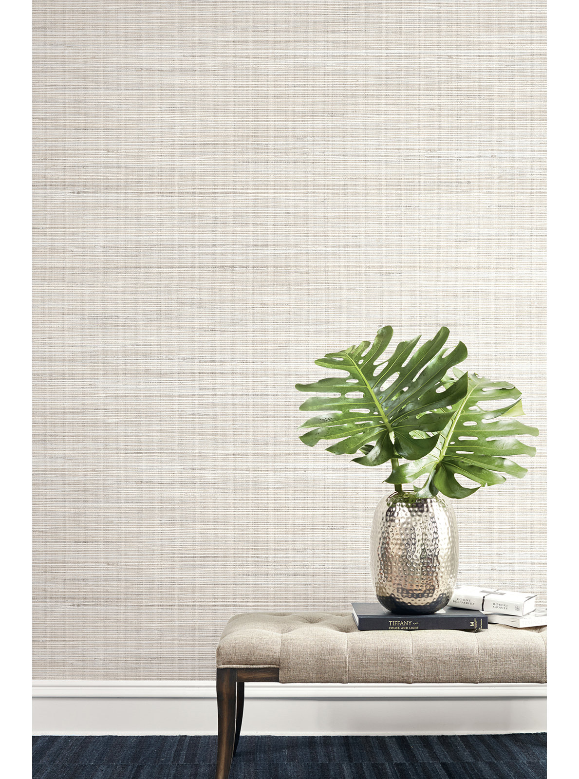 Paonia Striped Wallpaper, Brown, Paper 