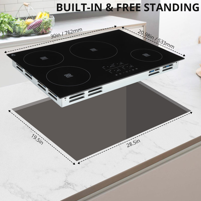 4 Burner Electric Cooktop, 30" 7800W, 240V