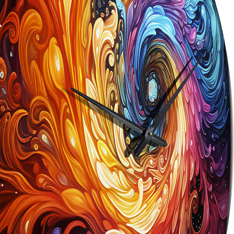 Horloge murale Neon Spin II - Spirales abstraites, Très grand