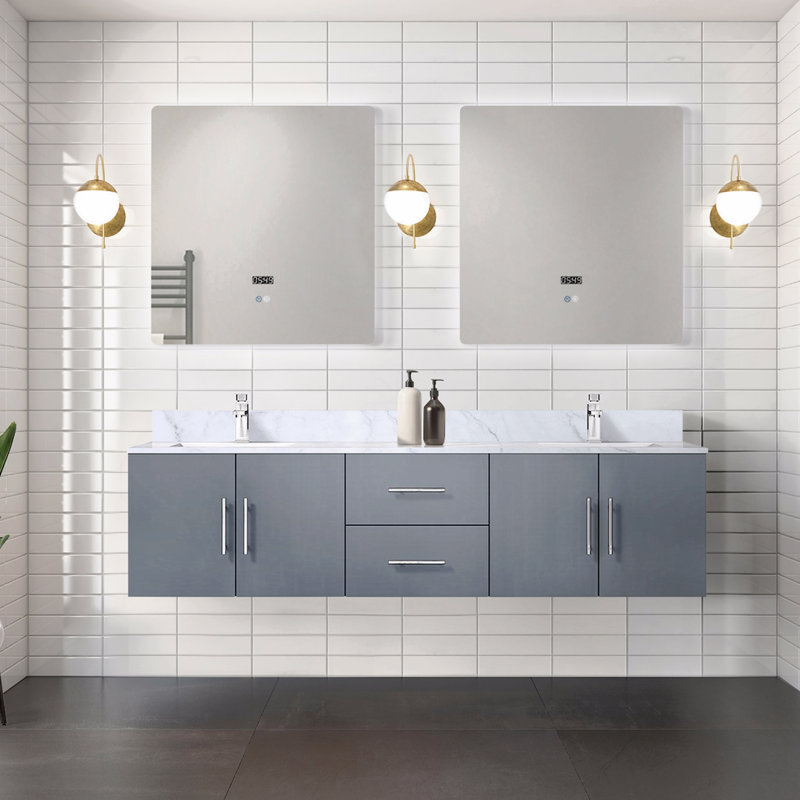 Meuble-lavabo double 72 po X P 22 po D, Gris