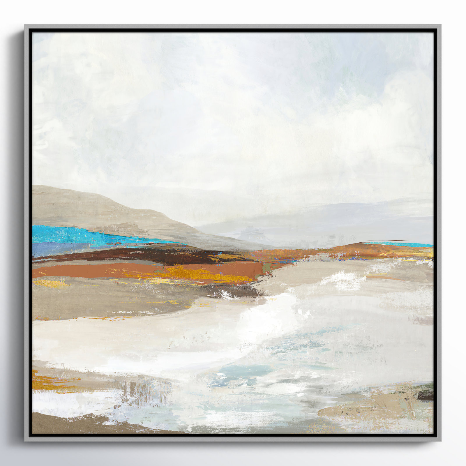 Middlebury "Soft Sea I" Print by Allison Pearce, 37.5" H x 37.5" W, Silver Framed