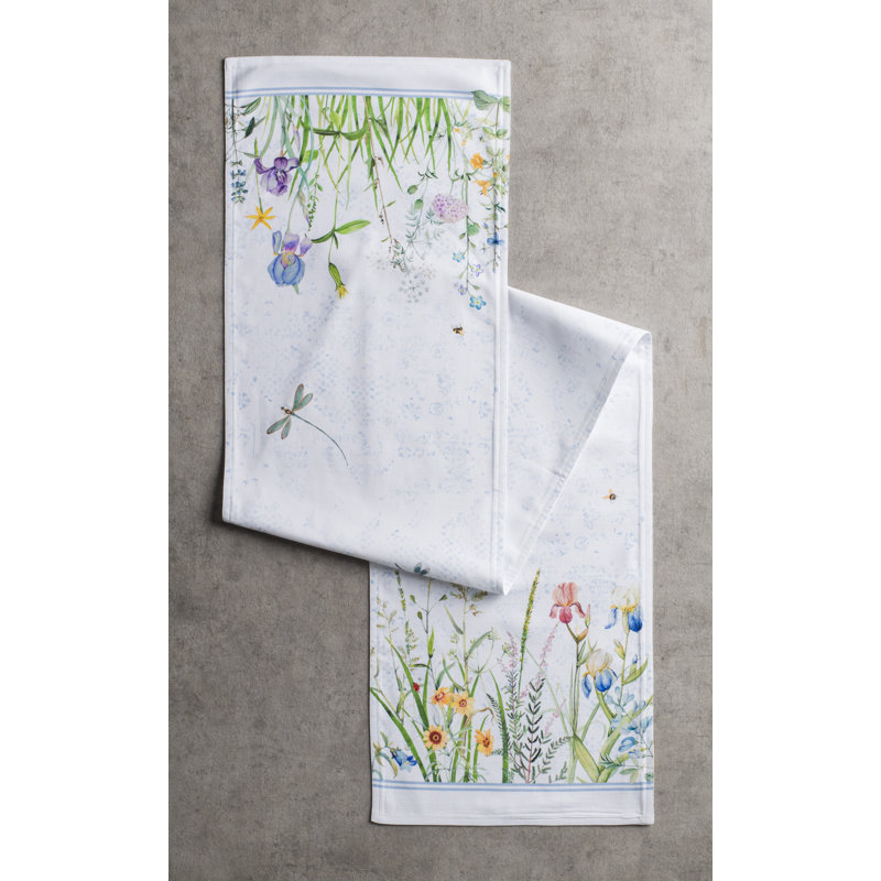 100% Cotton Easter Table Runner, 72" L x 14.5" W, Floral 2