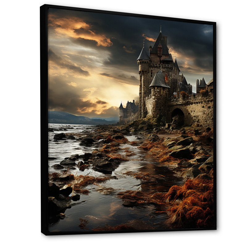 Mettler Castles Stormy Drama Intense sur toile, H 20 po x l 12 po x P 1 po, Cadre flottant noir
