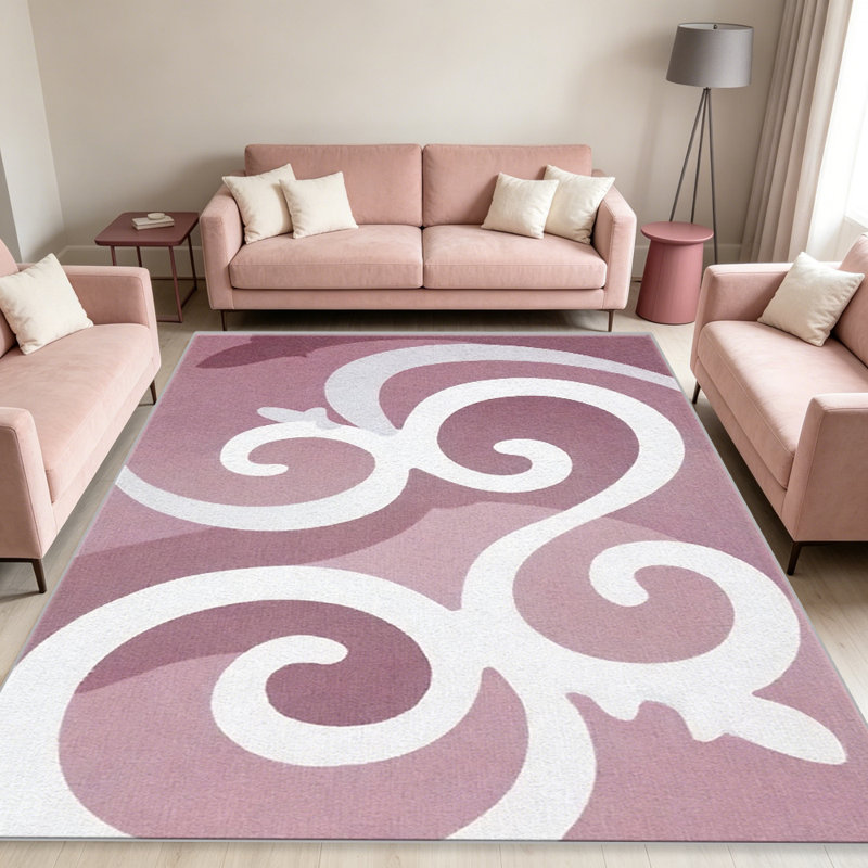 Pink Swirl area rugs for Living Room, Soft and Comfortable, Suitable for all seasons, easy to maintain, machine washable Indoor floor mat, Under Table Farmhouse suitable for Bedroom, Dining Room, Study, Patio, Balcony, Home Decor