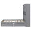 Lit plateforme double en bois avec port USB, tête de lit et tiroirs de rangement-229871490