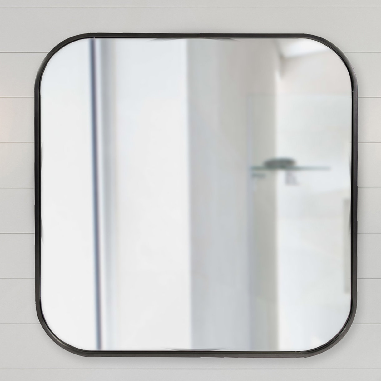 Ovella Steel Square Mirror, Brushed Black