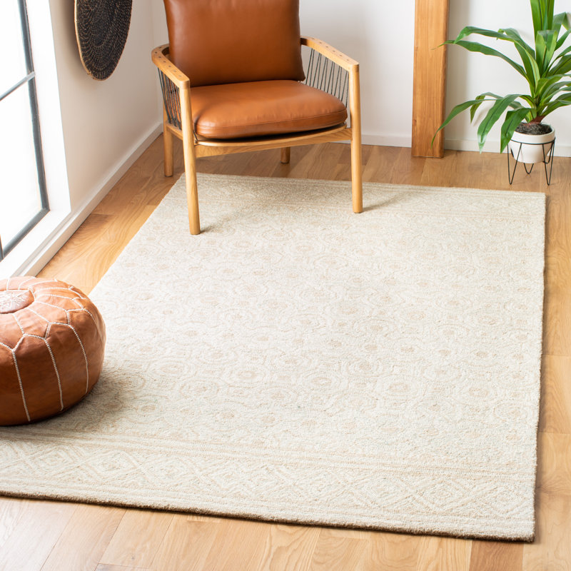 Tapis ivoire en laine touffeté à la main Setzer Southwestern, Rectangle 8 pi x 10 pi