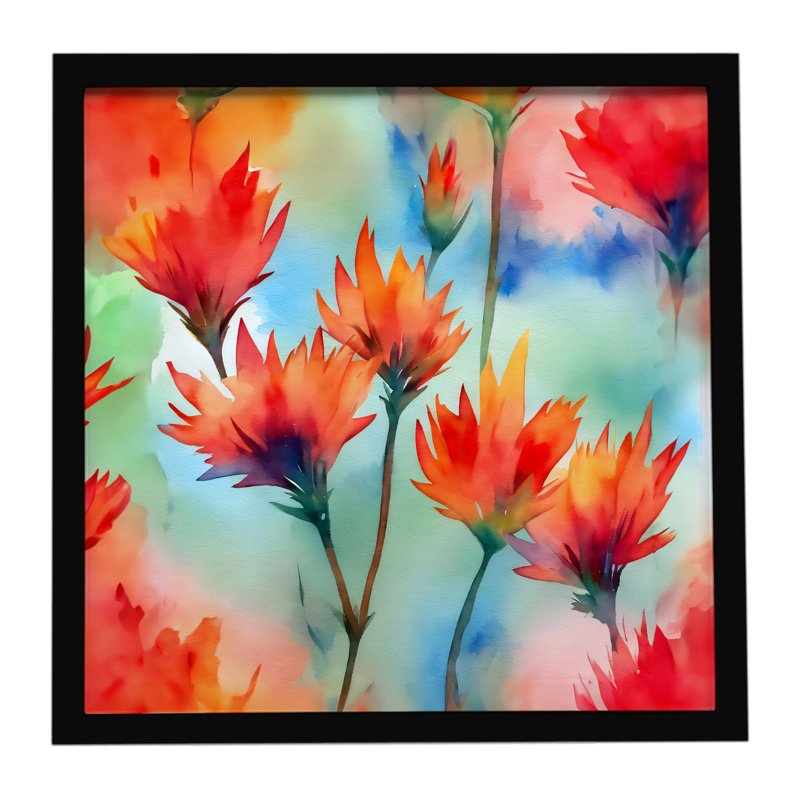 Wyoming Indian Paintbrush, reproduction d'art encadrée à l'aquarelle