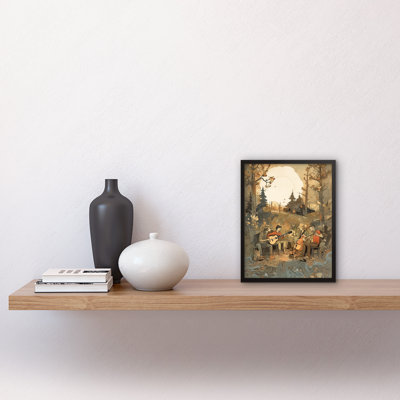 Countryside Folk Band Musicians Playing Music In The Forest At Sunset - Single Picture Frame Print