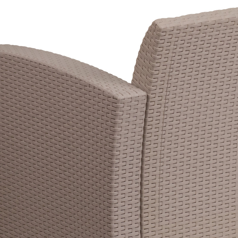 Alderman Faux Rattan Chair with All-Weather Cushion, Light Gray