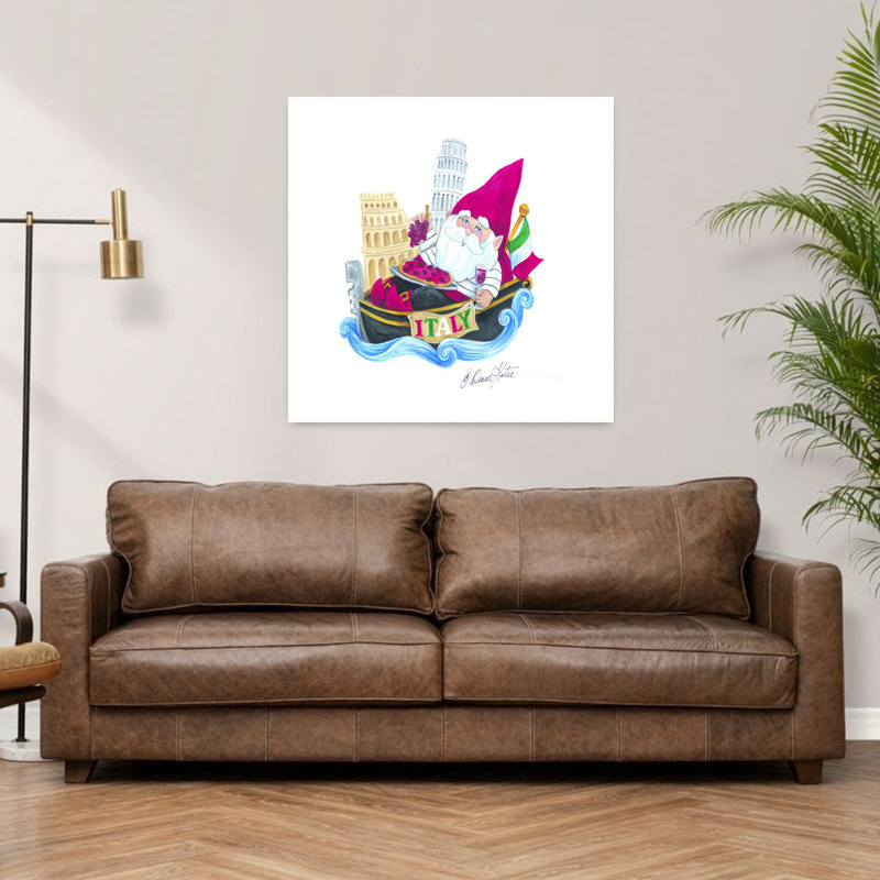 Art contemporain fantaisiste gnome d'Italie, H 36 po x l 36 po