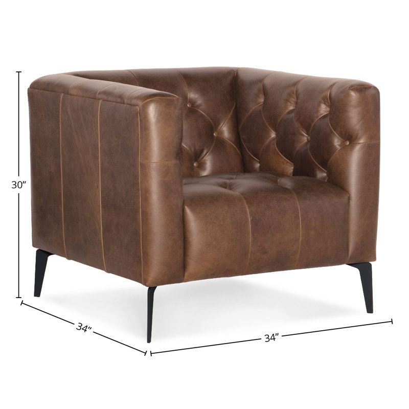 Kaeo 34'' Wide Genuine Leather Barrel Chair