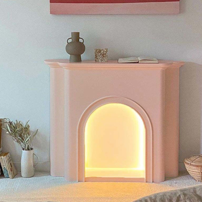Pink Manufactured Wood Electric Fireplace