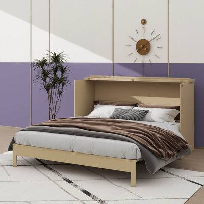 Queen-Sized Functional Murphy Bed With Concealed Built-In Storage Drawer