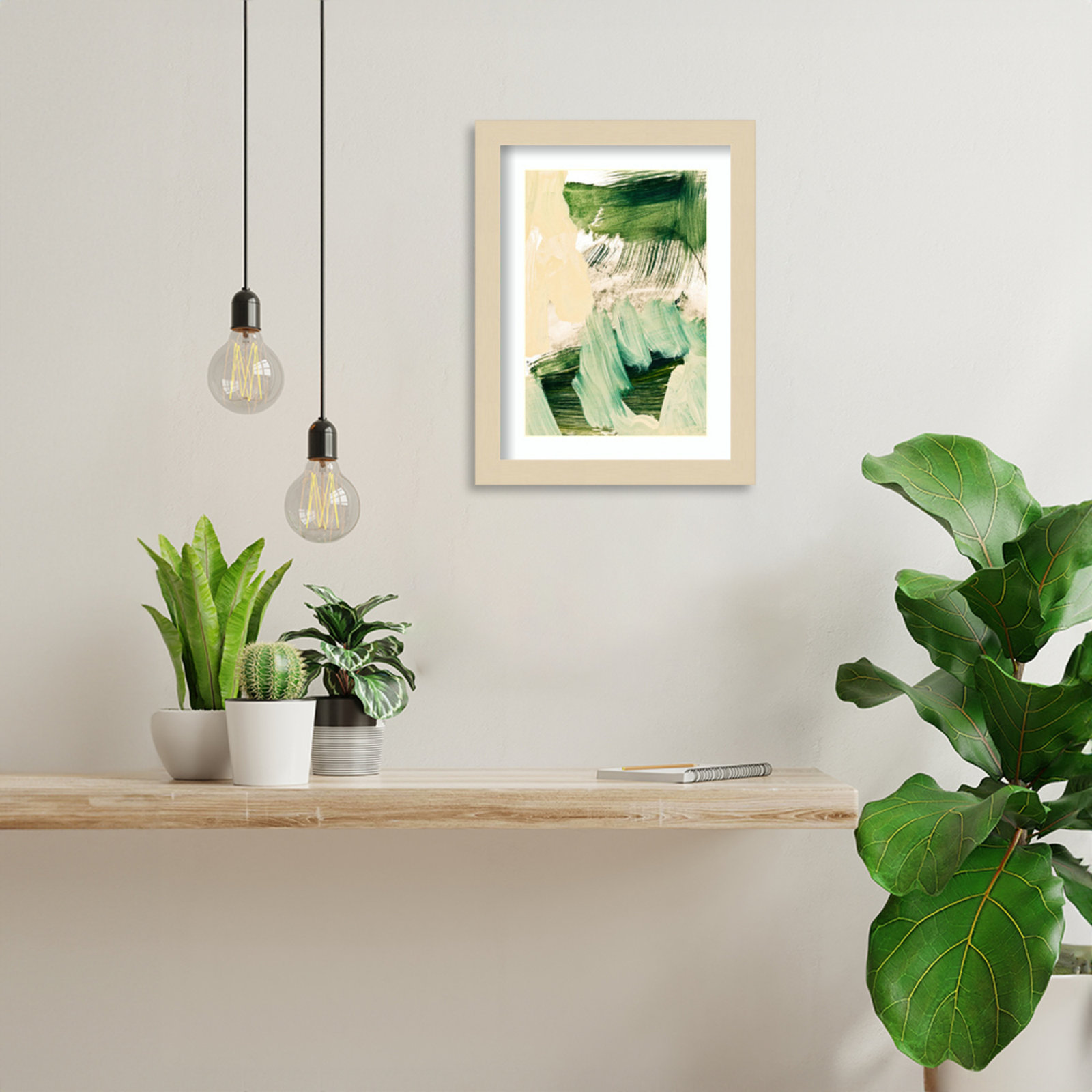 Elphaba "Minimalist Painting 09" Print, Brown Framed, 13" H x 10" W