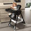 Chaise haute ajustable pour enfants de 0 à 6 ans, avec tablette double amovible, système d'alimentation à 5 niveaux, ceinture et roulettes silencieuses verrouillables, noire.