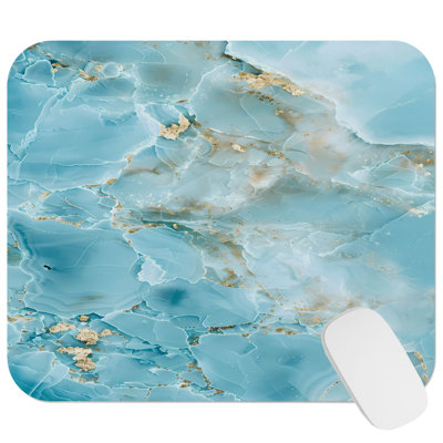 Abstract Light Blue Marble Geode IV Geode Modern Gaming Cute Office Laptop Desk Pad Gift Mat Square Rectangle Non-Slip Mousepad