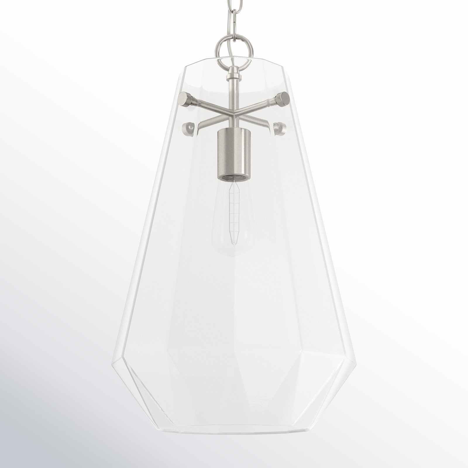 Single Light Glass Dimmable Pendant, Brushed Nickel