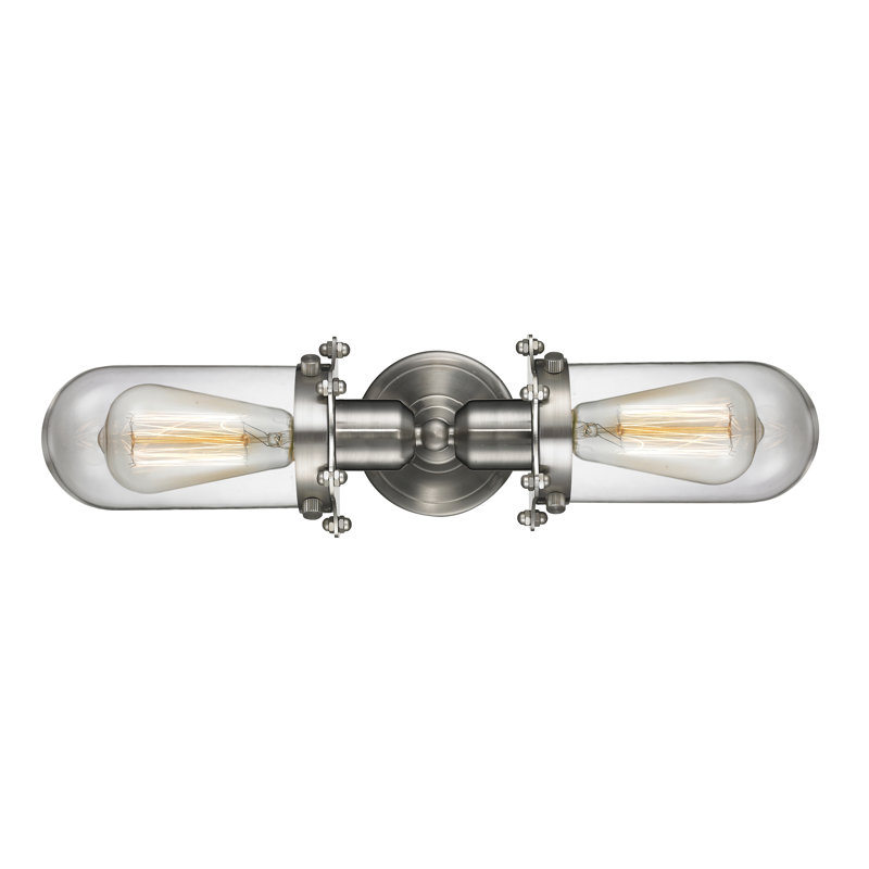 Mikell 2 - Light Dimmable Vanity Light, Brushed Satin Nickel, Clear