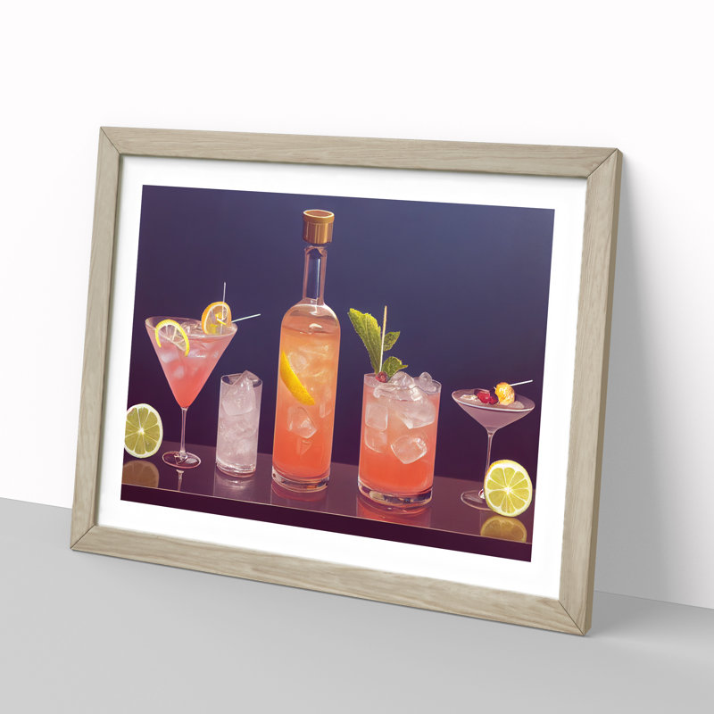 Modern Cocktail Vol.4 - Framed Print, 25cm H x 34cm W x 2cm D, Oak