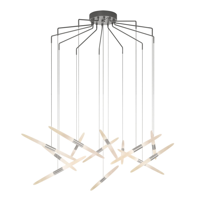 Ballet - lustre à 13 lumières DEL - aluminium satiné brillant - câble de 240 po