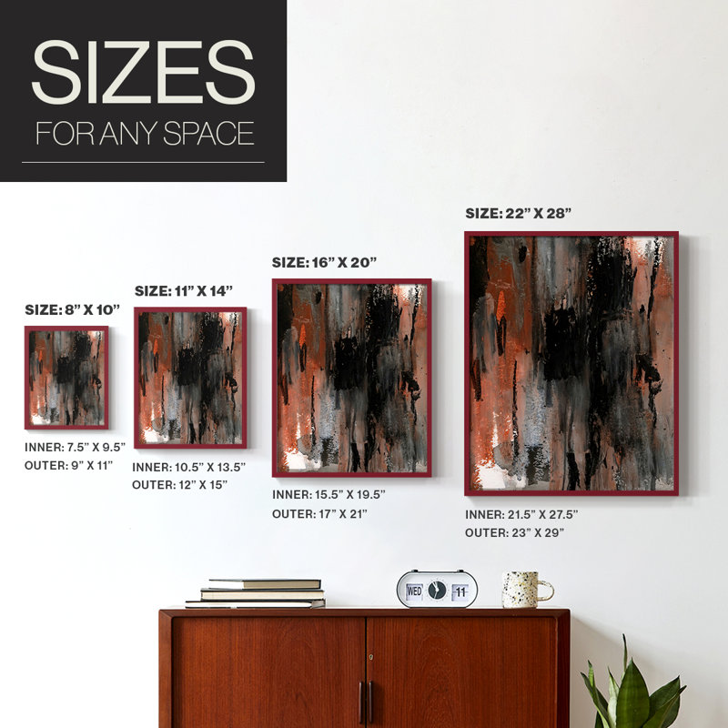 Loft Pastel VIII Framed Print - Solid Wood, Red, 10" H x 8" W