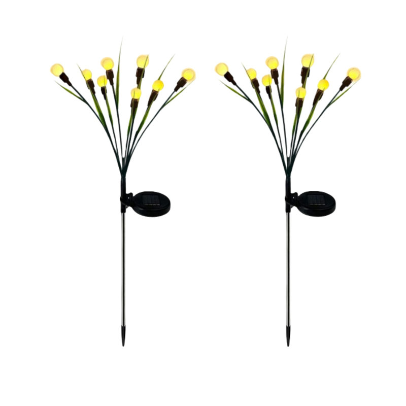 Lumières solaires de jardin, lumières de luciole extérieures imperméables, 8 lumières de lucioles solaires extérieures, lumières solaires extérieures, effet de balancement pour la cour, le patio et le paysage (ensemble de 2)
