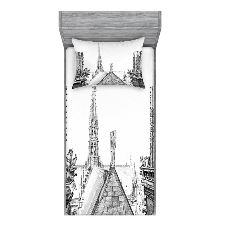 Ensemble de draps notre dame, Ensemble de draps pour lit simple TG avec drap-hou