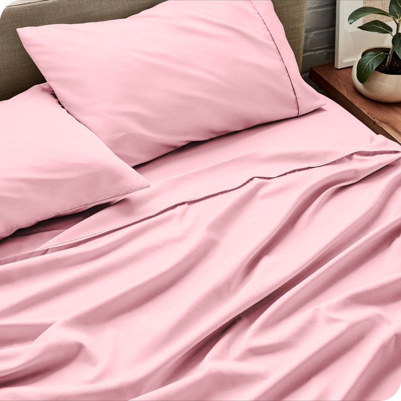 Bare Home Ultra-Soft Microfiber Sheet Set, Twin XL Sheet Set + 1 Fitted Sheet + 1 Pillowcase, Light Pink