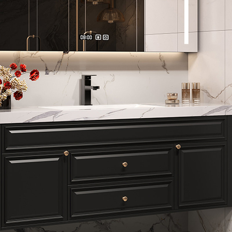 American light luxury retro style bathroom cabinet, H 19,69 po x l 47,24 po x P 21,65 po, Noir