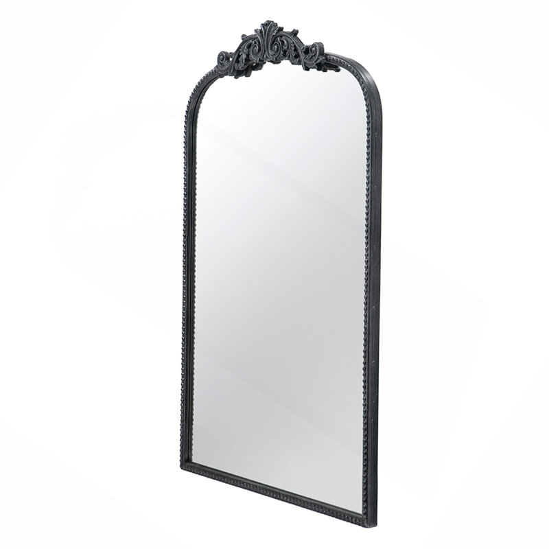 Classic Design Mirror With And Baroque Inspired Frame For Bathroom, Entryway Console Lean Against Wall, Black, 36" x 24"