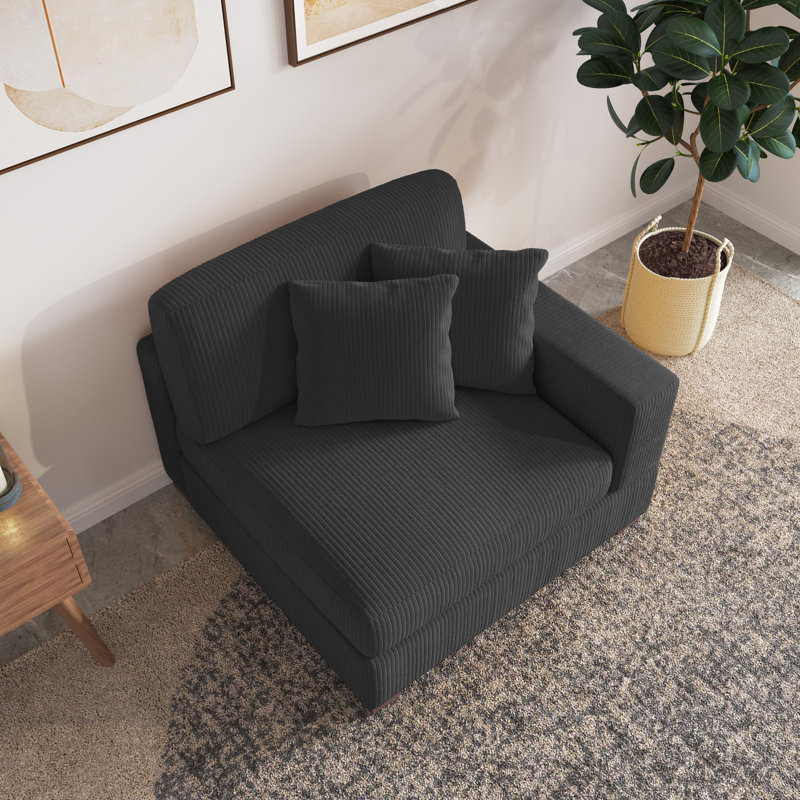 Milbrey 104.1Cm Wide Armchair, Grey Corduroy