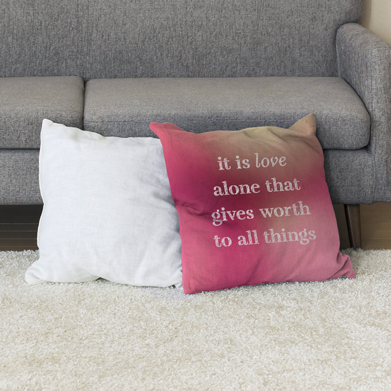 Coussin de sol amour inspirant, H 28 po x l 28 po, Lueur rose
